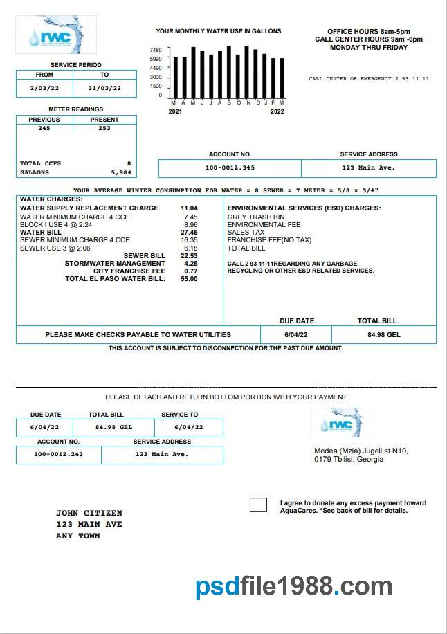 Georgia RWC Water Utility Bill